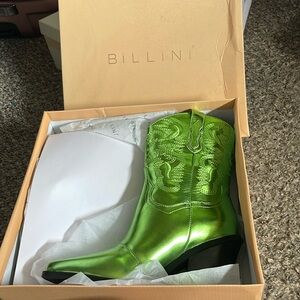 Size 7 green metallic Billini cowboy boots